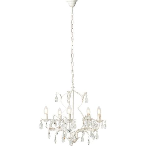 Visconte Cetona White, Gold Leaf Style Chandelier Crystal Effect Ceiling 5 Light (1/5)