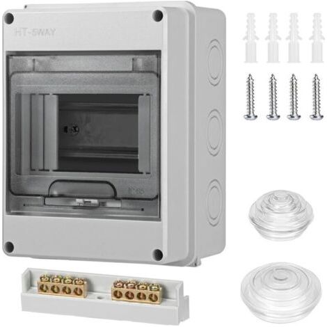 Coffret électrique étanche IP65 – 1 rangée pour 5 modules – Montage mural en saillie – Conforme pièces humides – Pour installations extérieures (1/5)