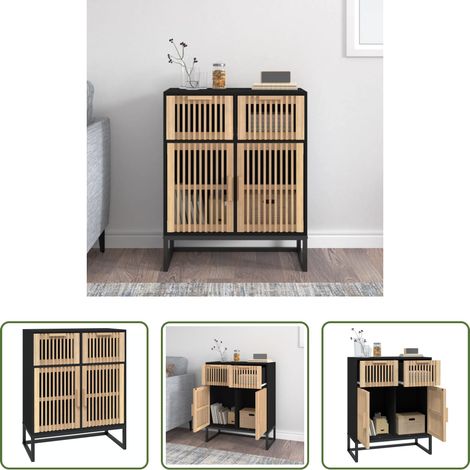 Holzschrank - Sideboard Schwarz 60x30x75 cm Holzwerkstoff (1/5)
