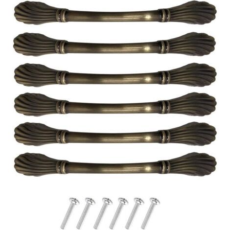 Ahlsen Set mit 6 Vintage-Chic-Schrankgriffen – Elegante Schubladengriffe – Möbelgriffe – Antike Küchenschrankgriffe (96 mm Lochabstand), Grünbronze (1/5)