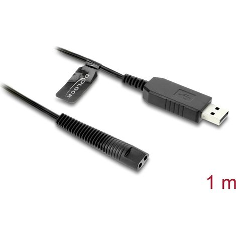 Delock USB Ladekabel 12 V für Elektrorasierer kompatibel mit Braun Series 1, 3, 5, 7, 9 - Rasierer Ladegerät Ersatzkabel 1 m