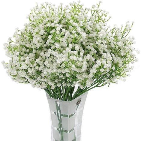 QORVA-Gypsophile artificielle 12Pc fleurs en soie blanche 53 cm – Décor mariage, fête, bureau – Facile à entretenir, sans arrosage