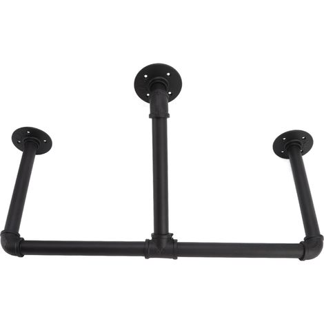 Présentoir à vêtements industriel en tuyaux de 56 cm (22 pouces), support mural en fer, barre de suspension pour vêtements, idéal pour la maison ou l'hôtel. (1/5)