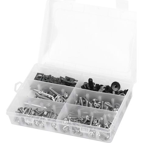 173-teiliges Motorradverkleidungs-Schraubenset, Windschutzscheiben-Karosserieschrauben, Muttern, Befestigungsmaterial für Motorräder, Silber (1/5)