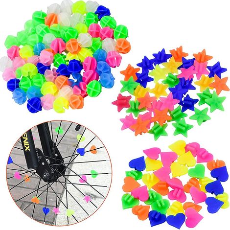 108 Perles de Rayon Vélo Enfant, Perles de Roue Bicyclette Personnalisées DIY en Plastique, Accessoire de Décoration pour Vélo Garçons Filles (1/5)
