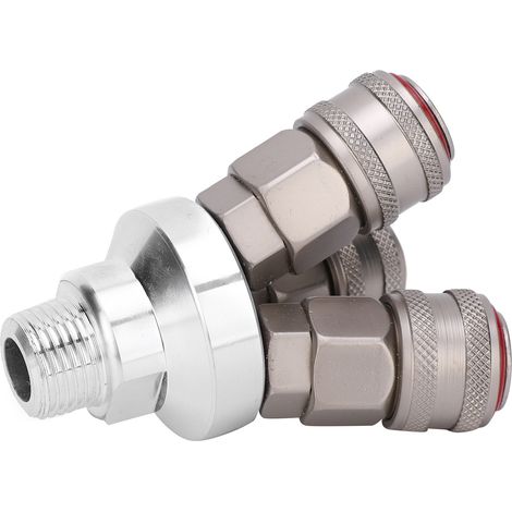 Connecteur à 3 voies chromé, composant pneumatique, raccord rapide en acier au carbone, filetage G1/2 po (1/5)