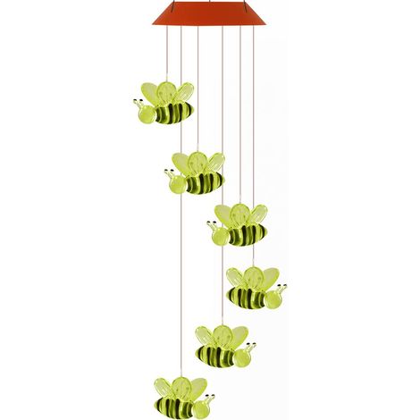 1 Carillon éolien solaire, LED abeille, verre durable, crochet fer, décoration jardin terrasse (1/5)