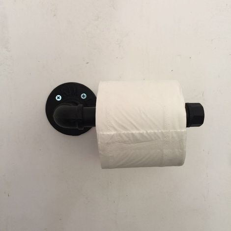 GDHZS-  Porte-papier toilette industriel, support mural rustique pour papier toilette, support de papier toilette vintage robuste pour salle de bain, ferme, cuisine, chambre à coucher (noir) (1/3)