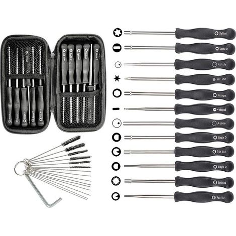 Lot 12 outils réglage carburateur avec étui transport – petit moteur 2 temps – compatibles Poulan, Husqvarna, Stihl, Echo – tronçonneuse trimmer