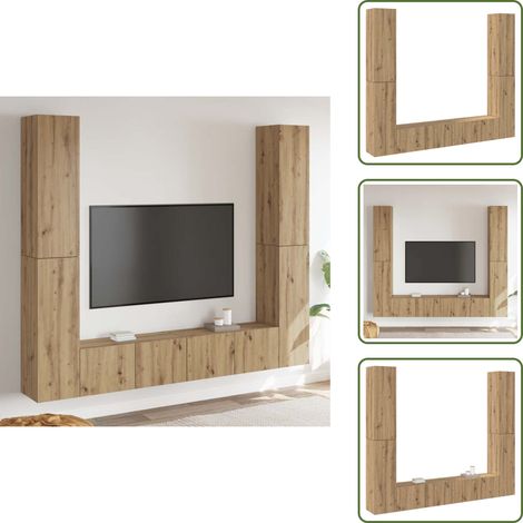 TV-Wandschränke 6 Stk. Artisan-Eiche Holzwerkstoff - TV-Schrank - TV-Schränke - HiFi-Schrank - Medienschrank (1/5)