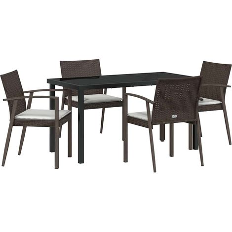 Maison Exclusive - Set da Pranzo per Giardino 5 pcs Marrone e Nero Rattan in PE (1/5)