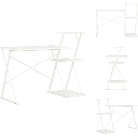Bureau avec étagère Blanc 116x50x93 cm - Bureau Blanc - Bureau Design - Bureau Avec Étagère - Bureau Informatique - Meubles De Bureau (1/5)