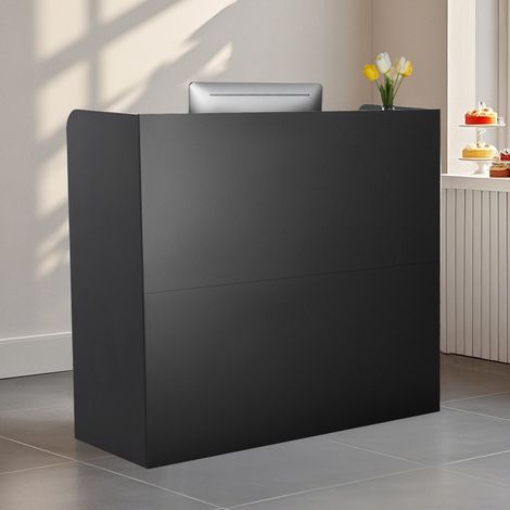 Rezeption Empfangstresen Empfangstisch rechteckiger Thekentisch, Empfangstheke Verkaufstresen Kassentheke mit abschließbarer Schublade und Lagerschrank für Kasse Schönheitssalon Büro schwarz (1/5)