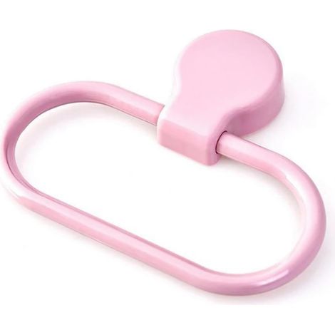 1pcs Wall Mounted Towel Rack Bathroom Hanging Washcloth Storage Ring Punch Free Household Holder Bracket Accessories(Pink) (1/5)