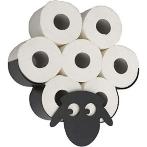 Porte-rouleau de papier toilette mural en forme de mouton en métal Noir moderne (1/4)