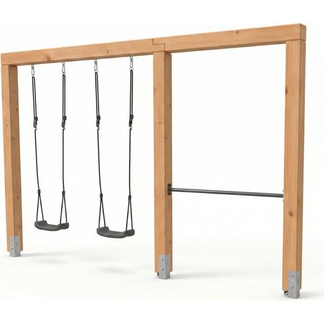 EXIT Linea Massiv 140 doppelte Holzschaukel mit Reckstange (1/5)
