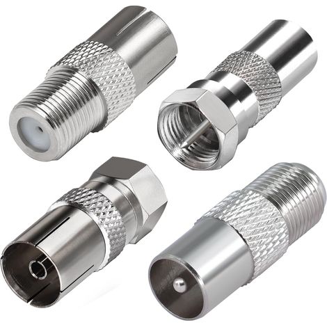 Adaptateur d'antenne TV F mâle/Femelle vers PAL TV mâle/Femelle Kit de connecteur coaxial pour câble Satellite, câble d'antenne, kit d'adaptateur de Type F vers coaxial 4 pièces (1/5)