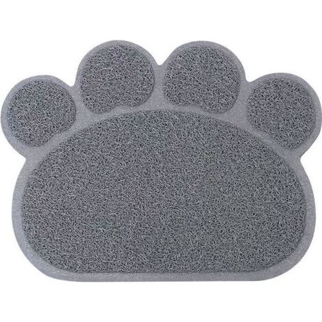 Tapis Litière Pour Chats, Haute Qualité Bac À Litière Pour Chats Grande, Matériel de Pvc, Forme de Patte de Chat Mignon, Imperméable et Durable, Facile À Nettoyer, Antidérapant, Gris, 40 cm × 30 cm (1/4)