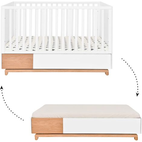 Lettino evolutivo 70x140 cassetto incluso Bellamy Nomi Bianco e legno (1/5)