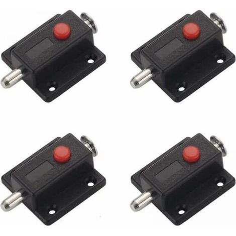 4Pcs - Automatic Spring Button Safety Slide Catch for Cabinet, Interior and Exterior Door Latches Windows, Wardrobes, Bedroom, Bathroom