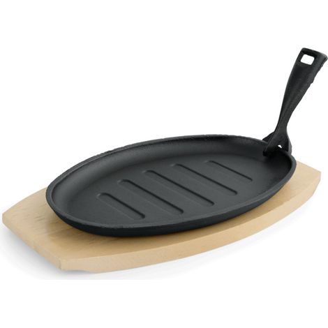 Poêle de service fonte et support bois 27 x 17,5 cm H 2 cm IRON DINING - Was Germany (1/2)