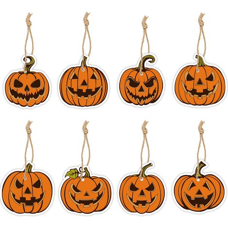 Décorations d'Halloween pour Arbre - 8 Pièces de Pendentifs Citrouille Mignons et Rétro, Idéal pour Fête et Décoration d'Intérieur (1/5)