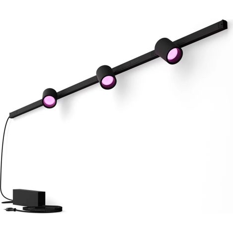 Philips Hue Perifo Éclairage sur Rail pour Montage Mural (Noir) Lumière blanche et colorée - Kit de base, comprenant 3 Spots - White and Color Ambiance (1/5)