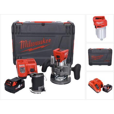 Milwaukee M18 FTR-401X router sin cable 18 V sin escobillas + 1x batería 4.0 Ah + cargador + módulos router + caja HD