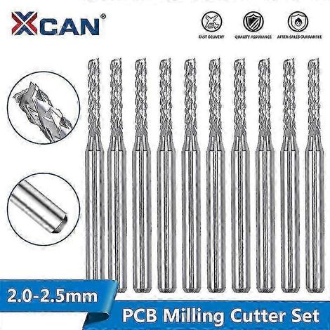 10 Leiterplattenfräser 2,0/2,1/2,3/2,4/2,5 mm, Hartmetall-Nutfräser für Mini-CNC-Fräsen – 10 Stück 2,0 mm