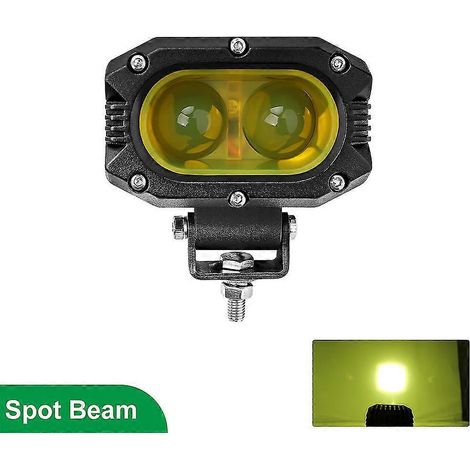 Phare LED Braveway (1 pièce) pour voiture, moto, camion, tracteur, remorque, SUV, quad, feu de travail LED tout-terrain 12 V/24 V, antibrouillard - Jaune 12D S (1/4)