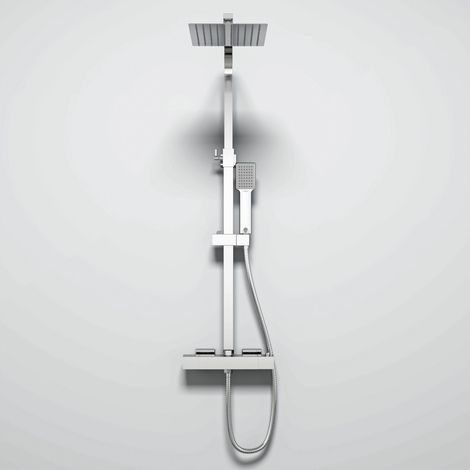 DUSCHPARADIES Thermostat-Duschsystem Edelstahl Quadrat-Design (1/5)