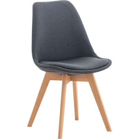 Chaise de salle à manger x1 design scandinave en tissu gris foncé et pieds en bois clair 100002293