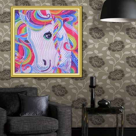 Peinture diamant décorative sans cadre « Cheval coloré », 30 x 25 cm (1/5)