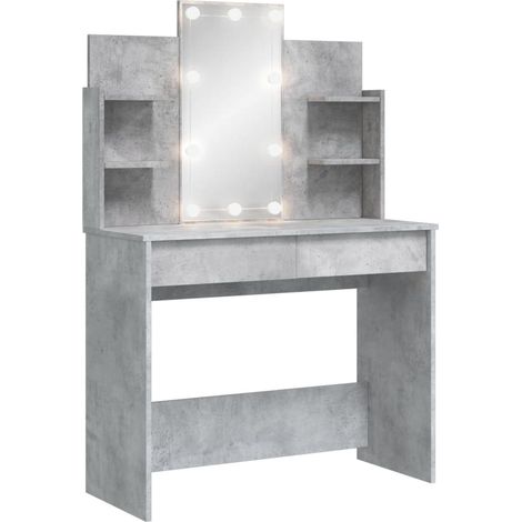 Coiffeuse avec lumières LED gris béton 96x40x142 (1/5)