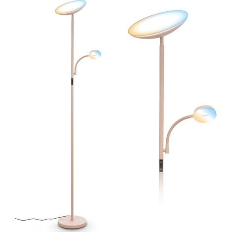 Briloner Lampada Da Terra LED Con Luce Da Lettura Ø24x180 cm 21,4W 2660lm 3000K-6500K Da Bianco Caldo A Luce Diurna Dimmerabile Beige - Piantana Soggiorno Da Lettura (1/5)