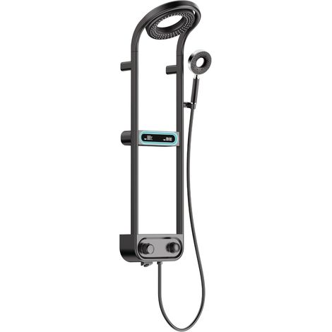 Mexen Peak conjunto de ducha empotrado con alcachofa y grifo, pantalla LED, negro - 78106-70 (1/2)