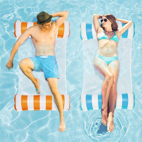 Hamac Gonflable Bouee Matelas Piscine, 2 PCS 4 en 1 Matelas Gonflable Piscine avec Maille Adultes Fauteuil pour Piscine, Plage (1/5)