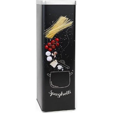 TrAdE Shop Traesio - Barattolo Contenitore In Metallo Privilege Nero 9 X 9 X 30 Cm Accessorio Cucina -