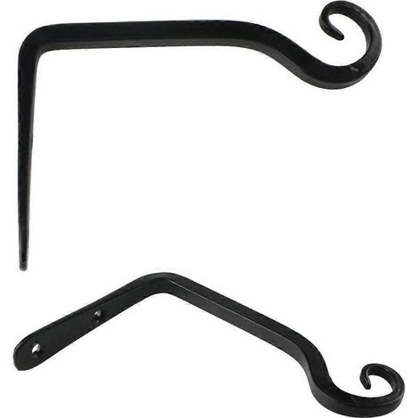 Support mural en acier pour accessoires de cuisine, lot de 2 crochets décoratifs suspendus (noir) - Crochet mural rustique pour outils et bricolage - Noir (1/5)