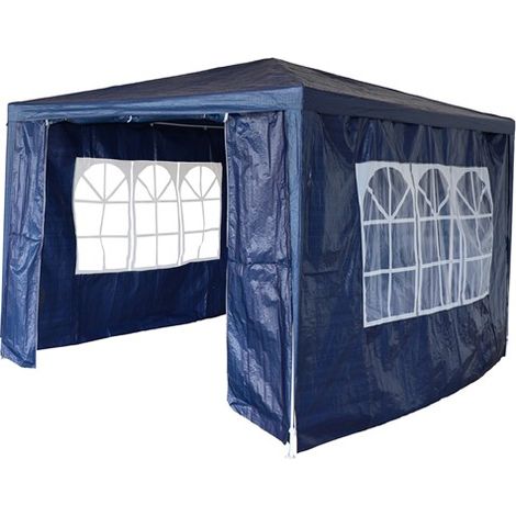 BIRCHTREE 3X3M Outdoor PE Gazebo Patio Shade Canopy Waterproof 4 Pieces Sidewalls Blue (1/5)