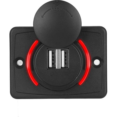 Prise Chargeur Double USB 3.1A DC12V/24V Noir pour Auto LED Rouge (1/5)