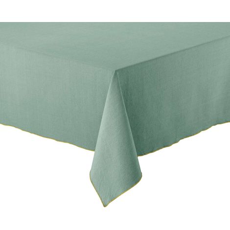 VIVARAISE - Nappe domestique Winkler Grace en coton recyclé 100%, couleur aqua - 180 x 350 cm (1/2)