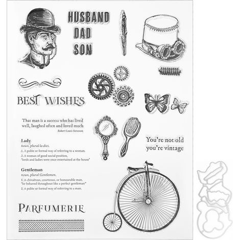 Tampon en caoutchouc TPR transparent rectangle motifs vintage pour scrapbooking et DIY (1/5)