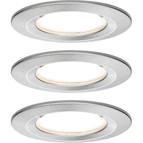 SPOT ENCASTRABLE POUR SALLE DE BAINS PAULMANN NOVA 93458 JEU DE 3 LED EEC: A+ (A++ - E) LED 19.5 W IP44 ACIER INOXYDABLE (BROSSÉ
