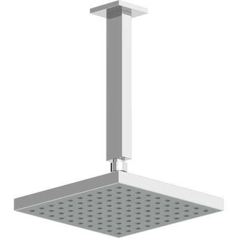 Ceiling Modern Drencher Head 200mm Chrome Square Rainfall Fixed Shower Arm (1/3)
