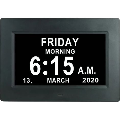 Réveil numérique 8 pouces avec calendrier et horloge pour seniors et personnes atteintes de démence (1/5)