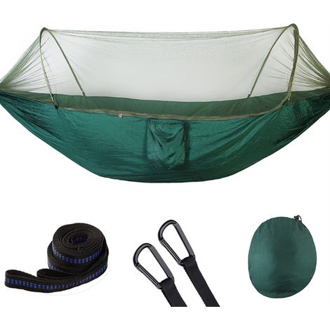 Tragbare Camping-Hängematte, Outdoor-Hängematte mit Moskitonetz, 210T Nylon, 290 x 140 cm, Mehrfarbig (C)