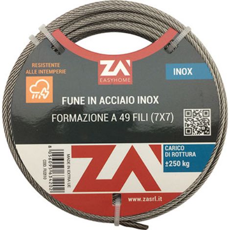 Fune acciaio inox d.mm  3 l.mt  25