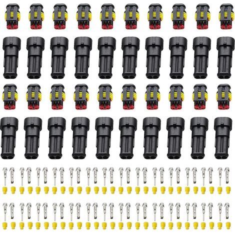 20 Kits 12V-24V 2 Broches Voiture Étanche Connecteur Électrique,cosse Electrique Moto,connecteur Electrique,connecteurs Automobile (1/5)