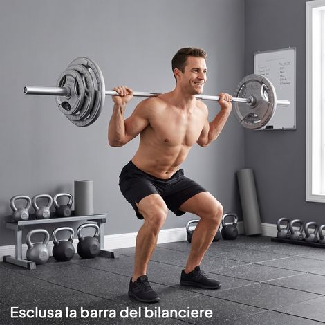 Ensemble de 6 disques de poids pour haltères et barres de musculation, 2,5-35 kg, en acier avec trou de 50 cm, idéal pour les barres olympiques, couleur argent. (1/5)